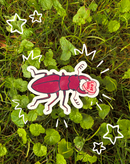 Lovebug Stag Beetle Sticker (Waterproof)