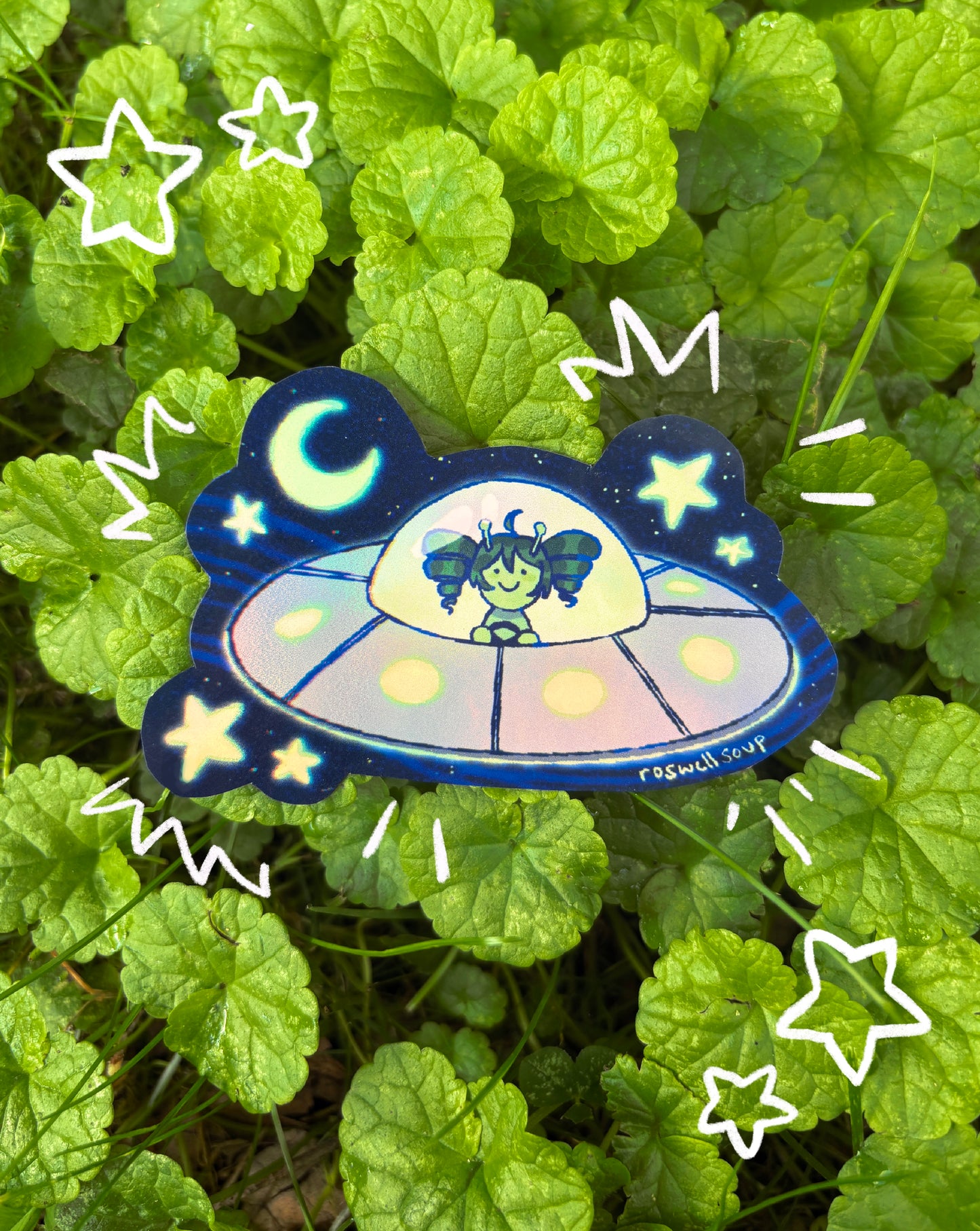 UFO Alien Teto Sticker (Holographic)