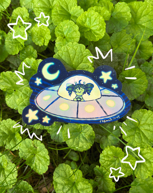 UFO Alien Teto Sticker (Holographic)