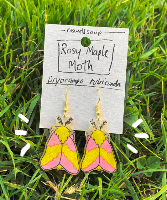 Rosy Maple Moth Earrings